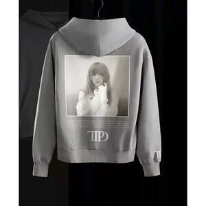 Taylor Swift The Tortured Poets Department Sweatshirt Gray Hoodie Large